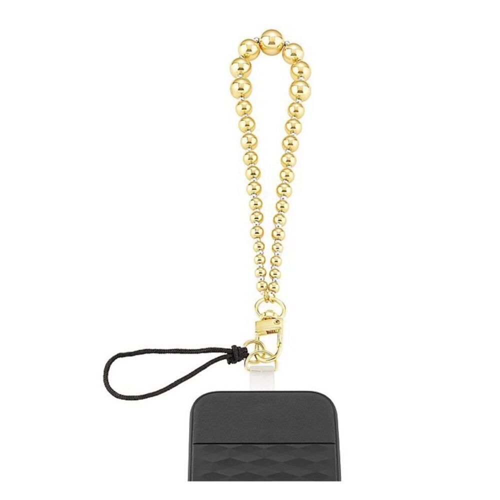 New Emberly Gold Beaded Wrist Strap Phone Charm - Women Accessories